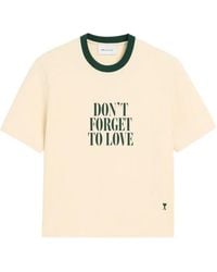 Ami Paris - Ecru Printed Cotton "Don'T Forget To Love" T-Shirt - Lyst