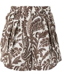 Rosie Assoulin Pleated Paisley-print Shorts - Brown