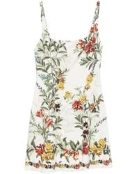 Alice + Olivia - Floral-Print Square-Neck Mini Dress - Lyst