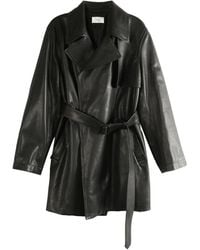 The Row - Belted Leather Trench Coat - Lyst