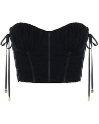 Elisabetta Franchi - Crepon Bustier-Style Top - Lyst