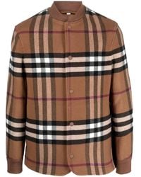 Burberry - Check-pattern Wool Bomber Jacket - Lyst