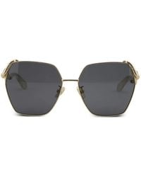 Roberto Cavalli - Geometric-Frame Snake-Detail Sunglasses - Lyst
