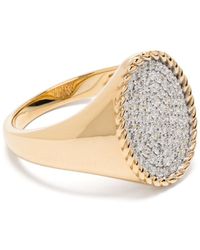 Yvonne Léon - 18kt Yellow Gold Chevalière Ovale Diamond Signet Ring - Lyst