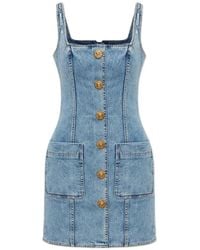 Balmain - Button Front Denim Dress - Lyst
