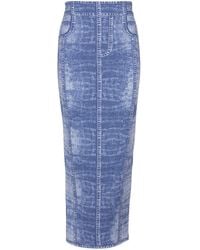 Balmain - Falda Midi De Punto Jacquard Con Efecto Denim, Mujer, Talla - Lyst