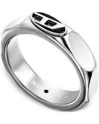DIESEL - Oval D Stainless Steel Band Ring - Lyst