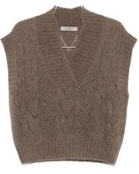 D.exterior - Pointelle-Knit V-Neck Sweater - Lyst