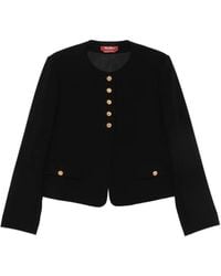 Max Mara - Paniere Button-Up Collarless Jacket - Lyst