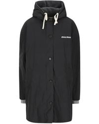 Miu Miu - Single-Breasted Pongé And Fleece Caban Jacket - Lyst