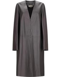 Fendi - Leren Jas Met Gestikt Detail - Lyst