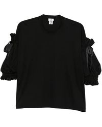 Noir Kei Ninomiya - Bow-Embellished Ruffled-Sleeve T-Shirt - Lyst