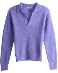 AURALEE - Spread-Collar Knitted Top - Lyst