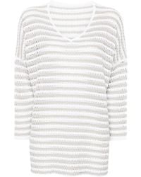 Le Tricot Perugia - Stripe Open-Knit Jumper - Lyst