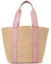Chloé - Chloé Woody Large Rafia Basket Bag - Lyst
