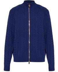 Versace - Pull En Maille Torsadée À Fermeture Zippée - Lyst
