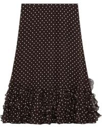 Valentino Garavani - Polka Dot Ruffled Midi Skirt - Lyst