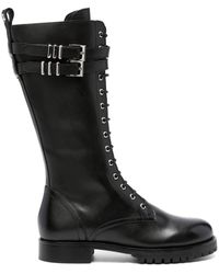 Patrizia Pepe - 30mm Lace-up Leather Boots - Lyst