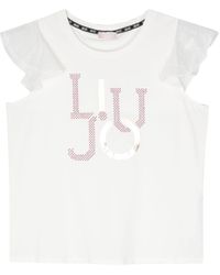 Liu Jo - Camiseta con volantes y logo - Lyst