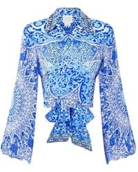 CAMILLA - Crystal-Embellished Wrap Shirt - Lyst