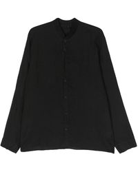 Transit - Ribbed-Band Collar Linen Shirt - Lyst