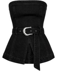 Reformation - Top Denim Collins Con Cintura - Lyst