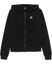 HUGO - Sudadera de algodón con capucha y logo bordado - Lyst