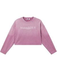Izzue - Logo-Print Cropped Sweatshirt - Lyst