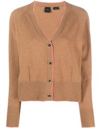 Pinko - Contrast-trim Wool-cashmere Cardigan - Lyst