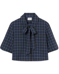 Claudie Pierlot - Checked Tie-Neck Shirt - Lyst