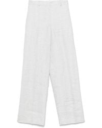 Theory - Linen Blend Houndstooth Trousers - Lyst