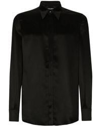 Dolce & Gabbana - Button-Down Satijnen Overhemd - Lyst