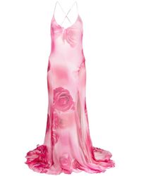 Blumarine - Rose-print Silk Gown - Lyst