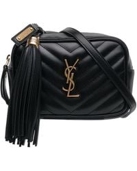 Saint Laurent Black Quilted Logo Detail Leather Belt Bag