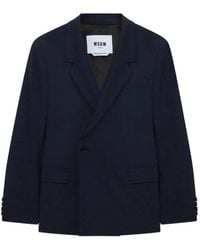 MSGM - Blazer Boutonné À Revers Crantés - Lyst