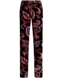 Etro - Fluwelen Broek Met Paisley-Print - Lyst