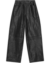 Remain - Cocoon Broek Met Leren Vlak - Lyst