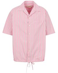 Marni - Striped Poplin Shirt With Drawstring Hem - Lyst