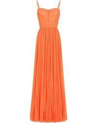Dolce & Gabbana - Robe Longue À Design Plissé - Lyst