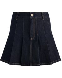Alice + Olivia - Suzie Geplooide Denim Mini-Rok - Lyst
