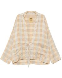 Uma Wang - Karierte Jacke Mit Bindedetail - Lyst