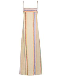 STAUD - Striped Linen Maxi Dress - Lyst