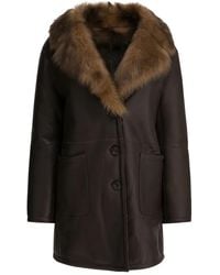 B&W - Fur-Collar Button Coat - Lyst