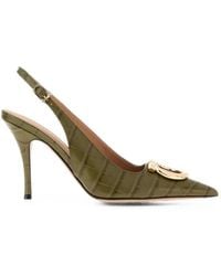 Ferragamo - Gancini Croc-Effect Slingback Pumps - Lyst