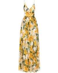 Dolce & Gabbana - Maxi-jurk Met Roosprint - Lyst