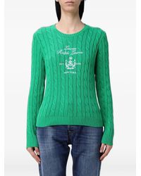Ralph Lauren - Logo-Embroidered Cable-Knit Sweater - Lyst