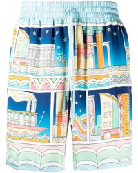 Casablancabrand - Graphic-print Silk Shorts - Lyst