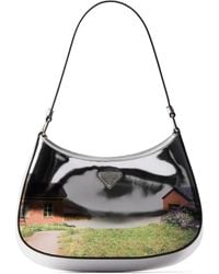 Prada - Cleo Printed Brushed Leather Shoulder Bag - Lyst