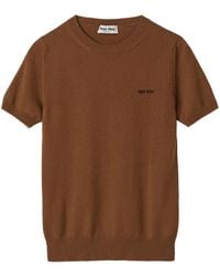 Miu Miu - Top Con Logo A Intarsio - Lyst