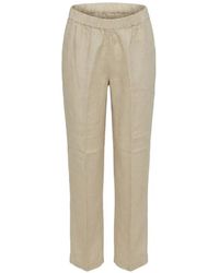 120% Lino - Elasticated-Waistband Pressed-Crease Trousers - Lyst